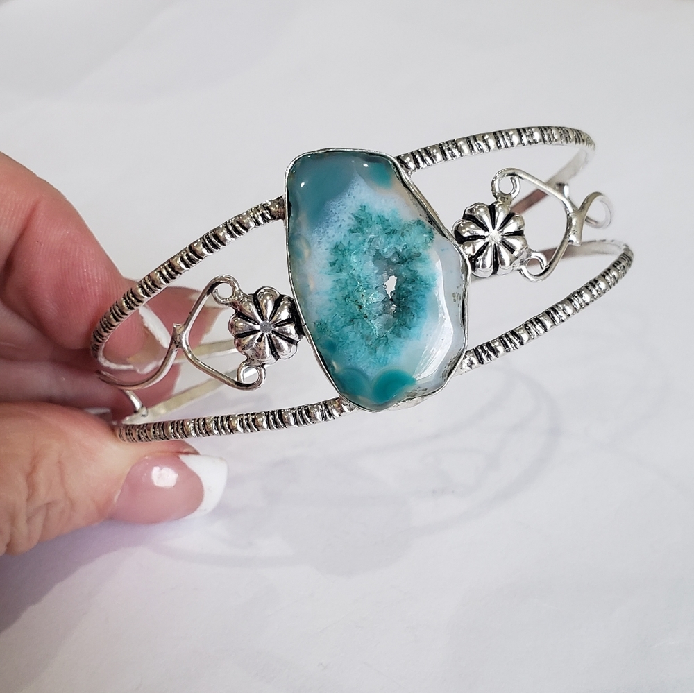 Agate gemstone, 925 silver bracelet - Picture 6 of 15